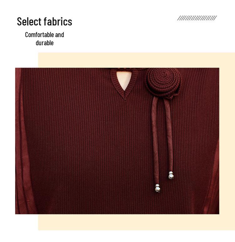 Stylish Spring Long-Sleeve Knit Top for Middle-Aged Women