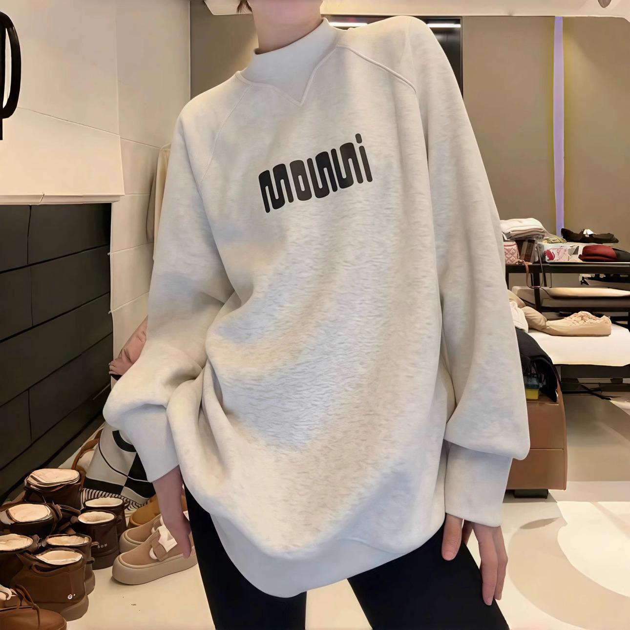 

Women s Fleece-Lined High-Neck Sweatshirt, Hip-Covering Slim Fit, Casual Mid-Length for Autumn/Winter 2024 L