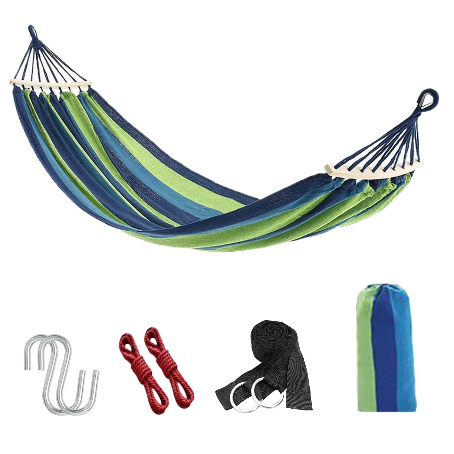 

Portable Canvas Hammock for Indoor and Outdoor Use, Compact Storage, Perfect for Gardens, Balconies, and Camping, with Swing Function (Blue)