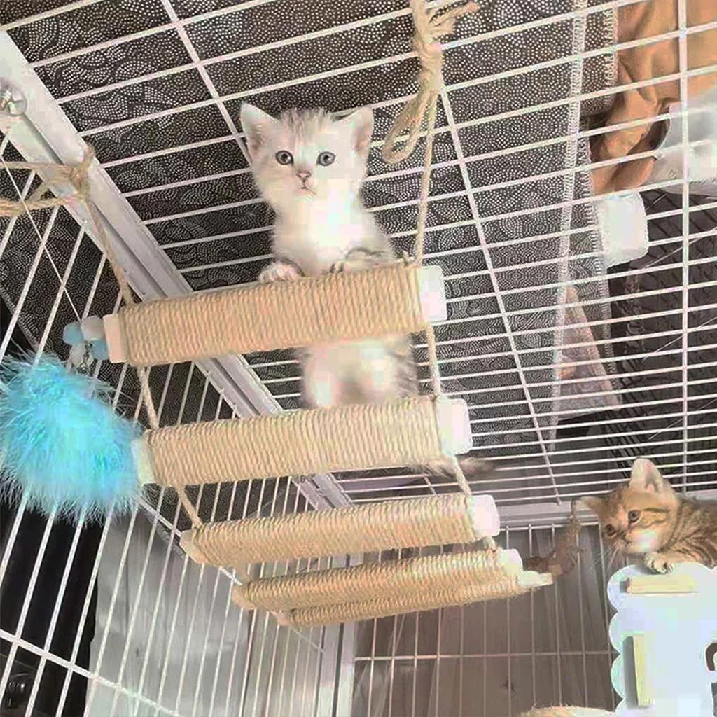 Cat Bridge for Cats Cage Sisal Wooden Rope Ladder Pet Furniture Kitten Step Scratcher Post Kitten Toys Tree Various Sizes