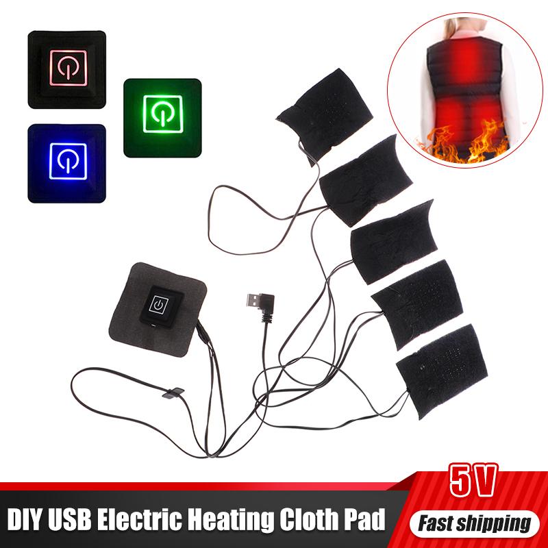 1 Set DIY USB Electric Heated Jacket Heating Pad Themal Warm Winter Heating Vest Pads For Outdoor  Heated Clothing