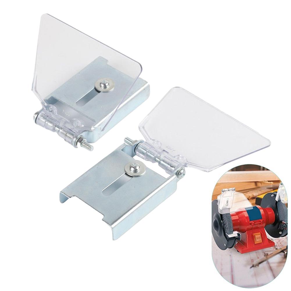 2pcs Bench Grinder Safety Guards Eye Protection Shields With Bracket For 50mm Width Grinders Stainless Steel & ABS