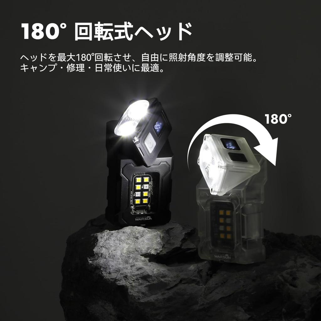 WARSUN DC08 Small LED Mini Flashlight with Pocket Flashlight with Fast Back and Hat Features Conspicuous Side 4 Color and Can Also Be Used as a Mini