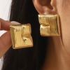 French Retro Geometric Stainless Steel Earrings Women's Exaggerated Titanium Steel Stud Earrings Fashionable Jewelry Accessories