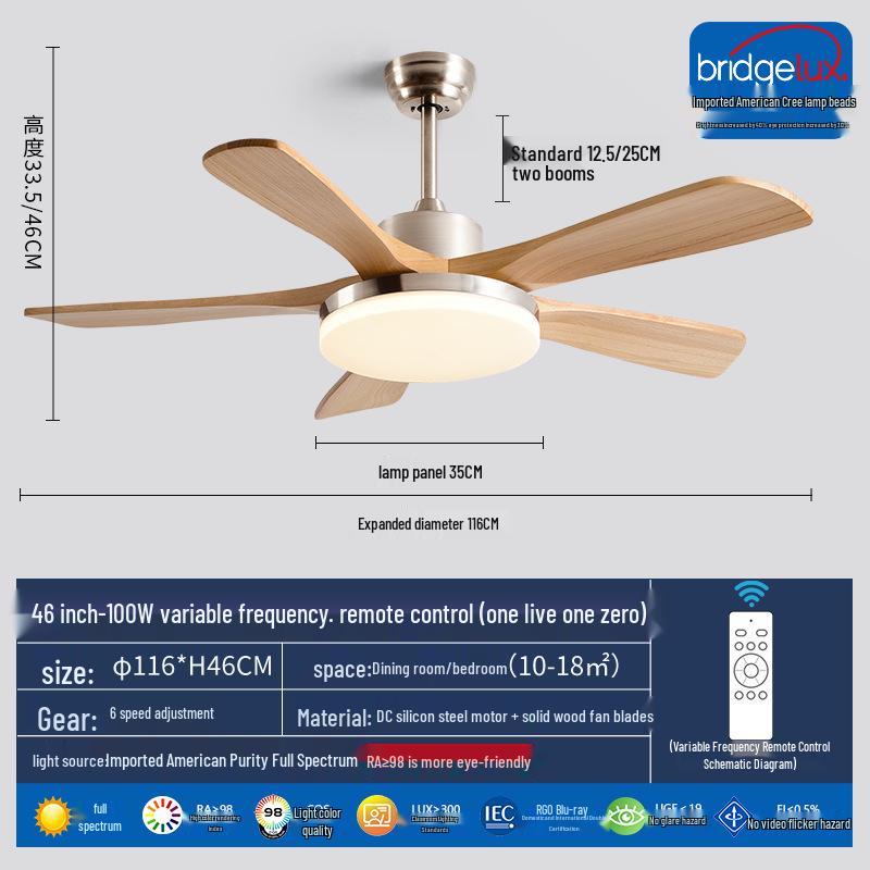 Mid-Century Walnut Ceiling Fan Light for Nordic Living Room, Bedroom, or Dining Room - Solid Wood Design