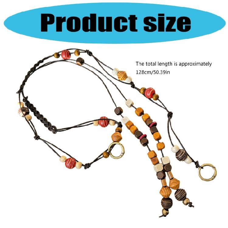 Bohemian Bead Waist Rope Belt Adjustable Wood Bead Braided Waist Chain Belt for Dresses Jeans Women Travel Accessories