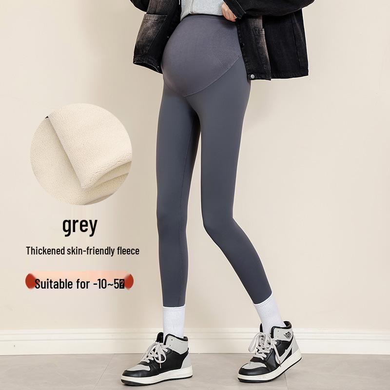Maternityleggings i stora storlekar: Smalnande Höst/Vinter Byxor med Hajmage-stöd och Sammet