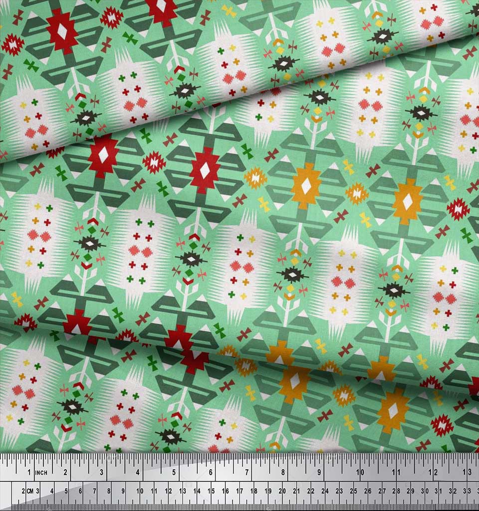 Soimoi Japonská krepová saténová látka Geometrický jihozápadní potisk Šicí látka metr 42 palců