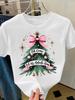 (Asian Size) style truck trend Merry Christmas Short Sleeve T-shirts Women's Top O-neck T Shirt Print Fashion Casual New Year Clothing Graphic Tee