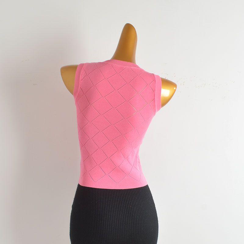 Sexy Stylish Heavy Industry Beads Diamond Knitting Vest Women's Summer New Arrival Silm Slim Looking All-Matching Short Top