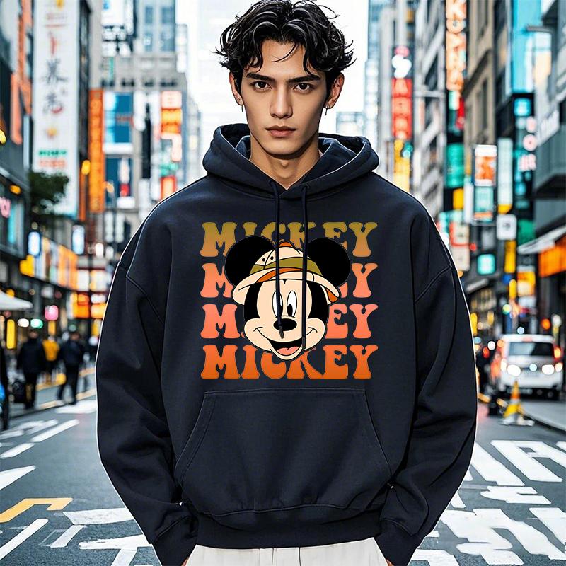 Disney Parent-child Set, Children's Animal Kingdom Mickey Mouse Head Printed Men's Hoodie, Casual Sportswear, Loose Top