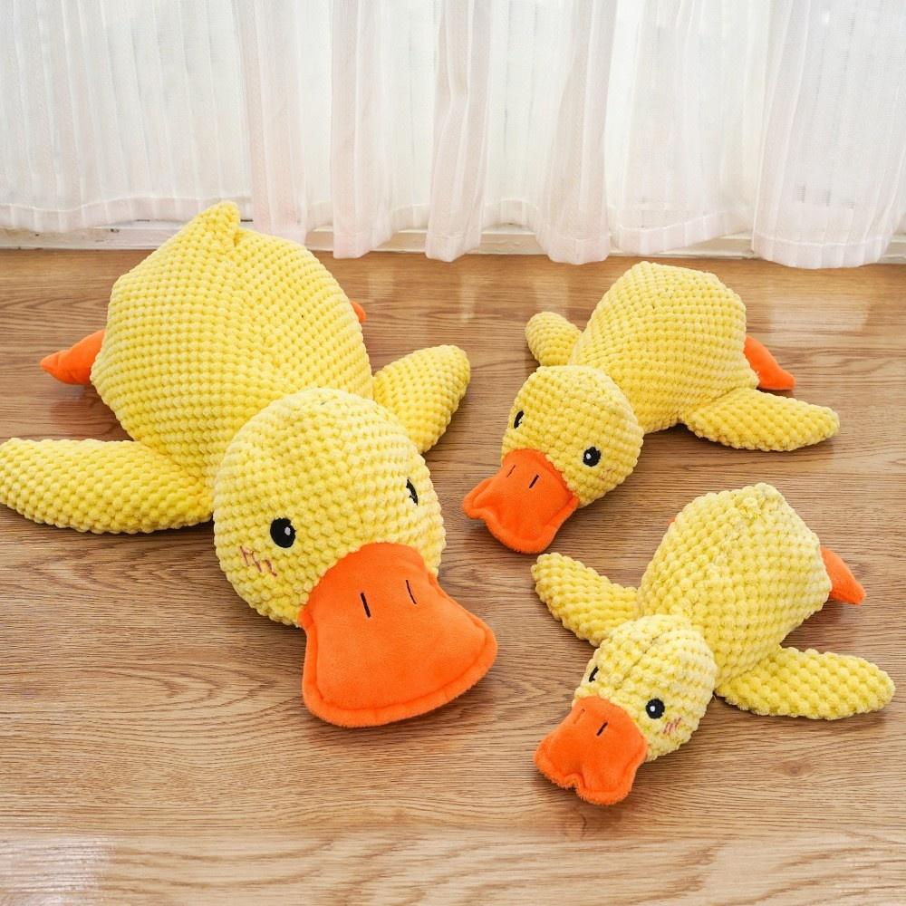 Pet Plush Toy Calming Stuffed Duck Toys Chew Toy Sleeping Ducks Bite Resistant Teeth Grinding Sound Relief Duck Sound Pet Toys