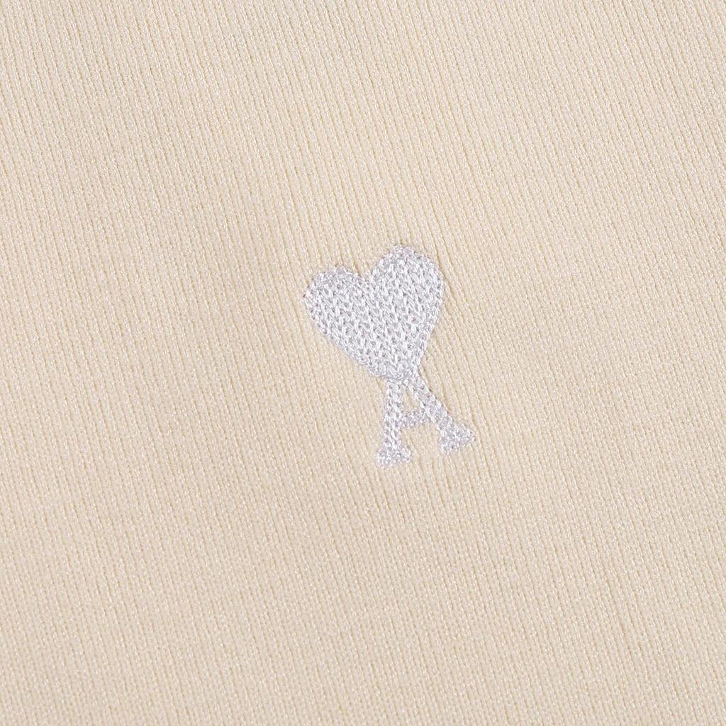 AMI Jesień i Zima Męski Nowy Małe Białe Serce Mieszanka Wełny Alpaki Miękki i Przyjemny Dzianinowy Kardigan Okrągły Dekolt Sweter Chmurka Kieszeń Płaszcz