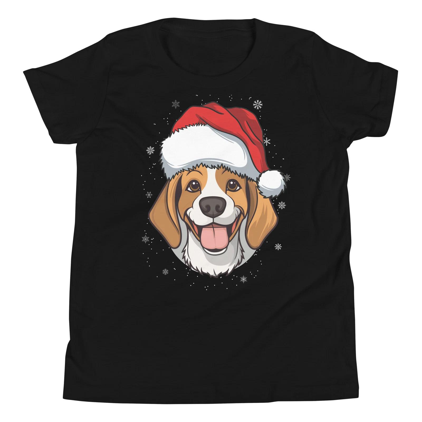 Beagle Wearing Christmas Santa Hat Funny Xmas Holiday Beagle Dog Lover T-Shirt 140