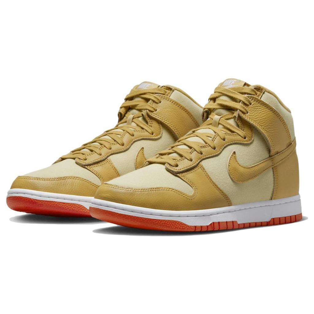 New Nike Dunk High Wheat Gold Safety Orange DV7215-700