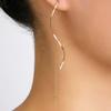 1 Pair S-shaped Tassel Earrings, Wavy Curve Design Long Earrings, Commuting Style Face Slimming Earrings for Jewelry Gift