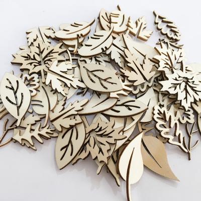 50Pcs Wooden Hollow Tree Leaves Leaf Ornament Craft Scrapbook Sewing DIY