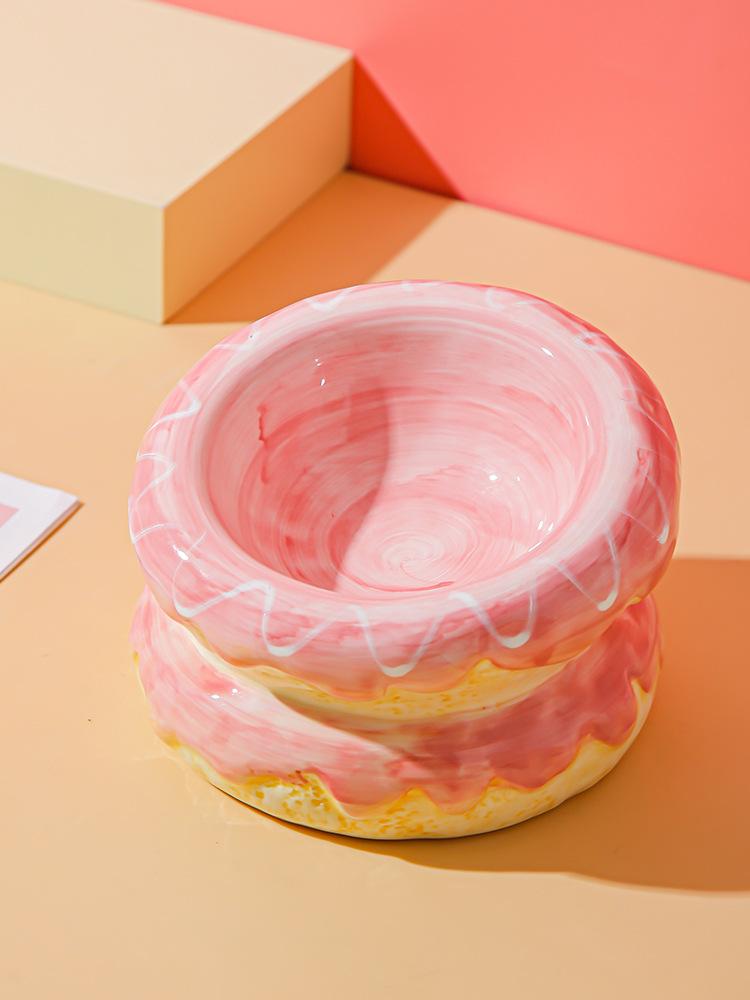 Ceramic Cat Bowl Donut Food Bowl Drinking Water Bowl Food Bowl Anti Tipping Cat Food Bowl Cat Food Bowl Water Bowl Dog Rice Bowl