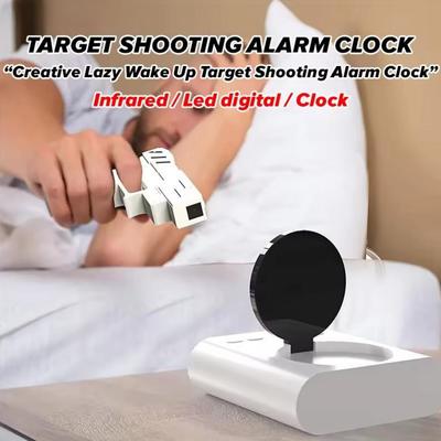 Creative Shooting Clock Led Digital Gun Target Desk Alarm Clock Lazy Silent Wake Up Machine Alarm Clock