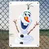 1pc Olaf Metal Tin Sign 8x12 Inch - Vintage Wall Art with Snowflakes, Classic Cartoon Design for Home, Bar, Cafe, and Room Decor