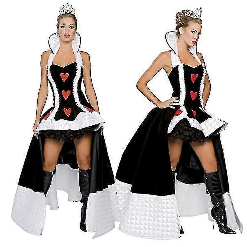 Damen Königin der Herzen Deluxe Kostüm Erwachsene Halloween Kostüm Casino Poker Dame Performance Outfit Hexe Vampir Königin Kleid