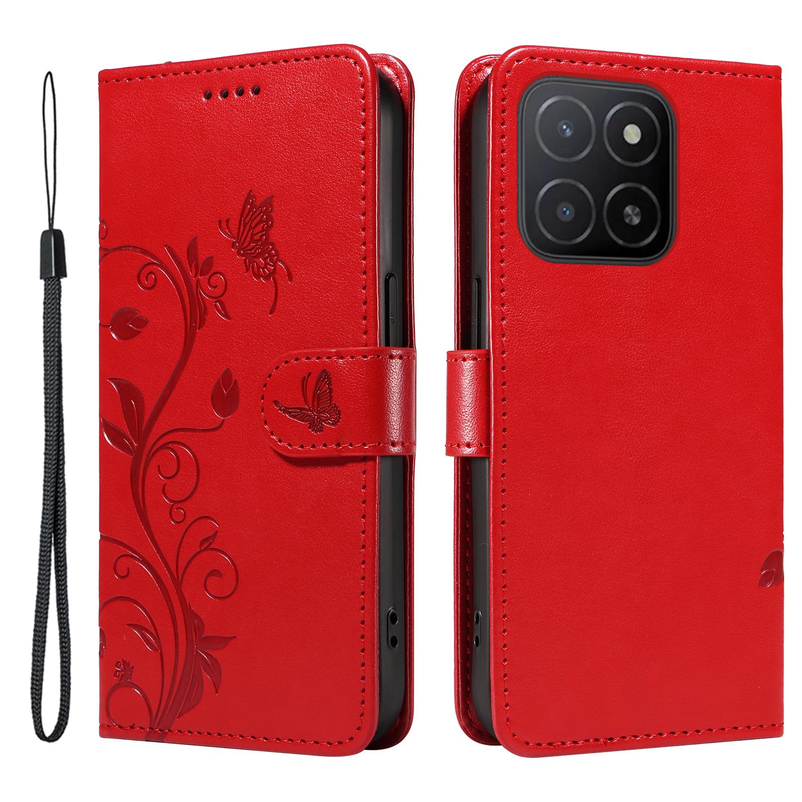 

Для Honor X5b/X5b Plus Чохли з ПУ шкіри з квітковим візерунком Гаманець Підставка Чохол для телефону з ремінцем C