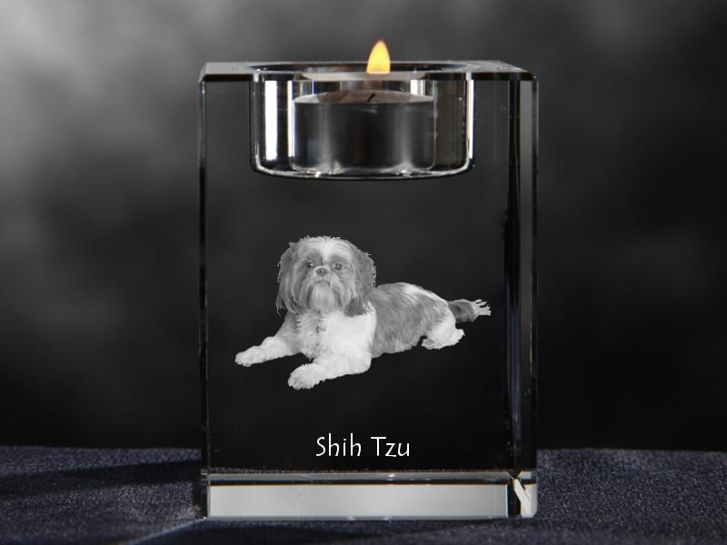 Shih Tzu, Chrysanthemum Dog – Candle holder with dog photo, crystal tealight holder | Art-Dog