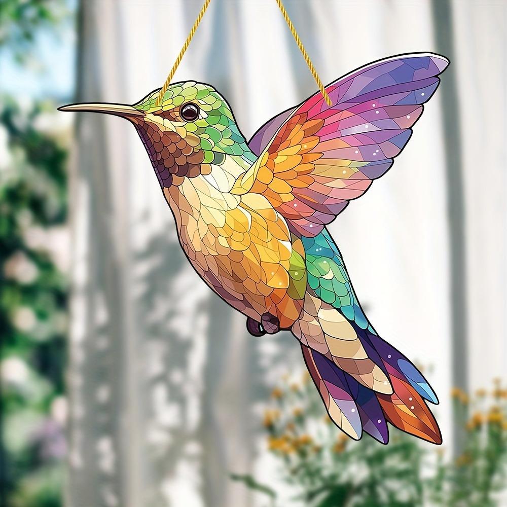 Hummingbird Sun Catcher. Colorful window hanging for autumn decor & housewarming gifts.