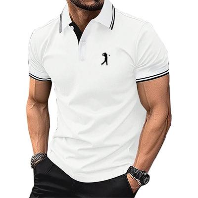 Lelaki musim panas baru lengan pendek striped flip t-shirt fesyen bernafas perniagaan lelaki POLO S