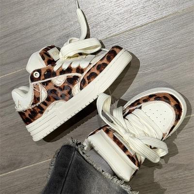 High-value Aesthetic Series Autumn and Winter New Board Shoes Women's Dopamine Leopard Print Street Fashion Casual Bread Shoes