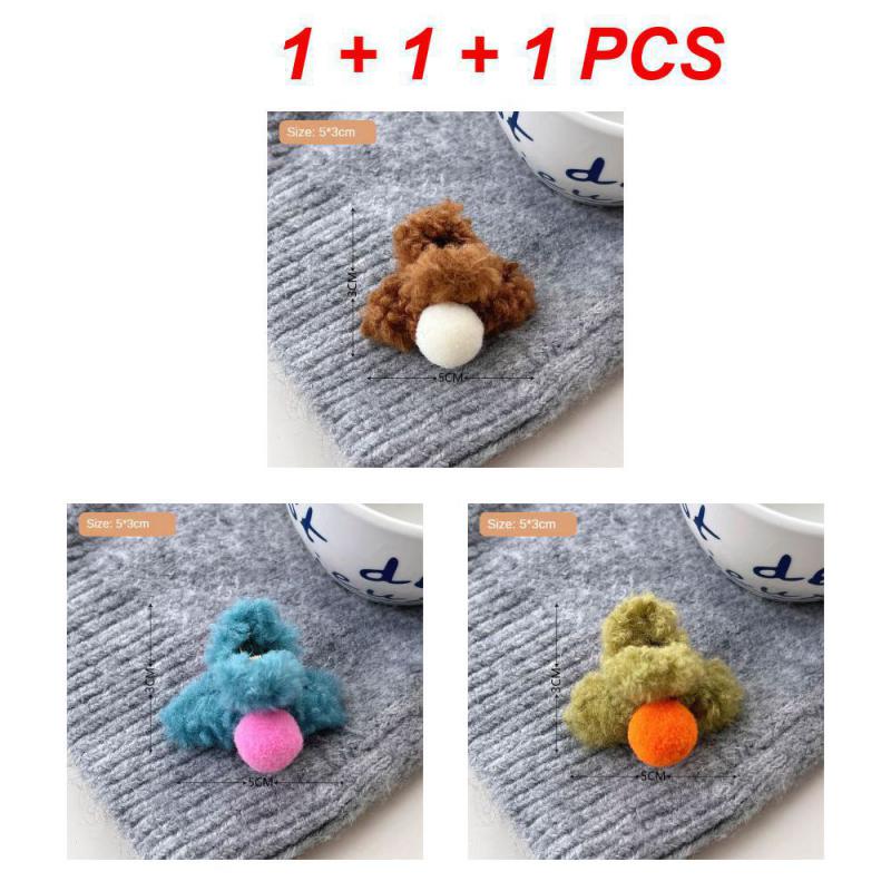 1/2/3Pcs Plush Heart Hair Clips For Women Autumn Winter Fur Hair Crab Clip Elegant Shark Hair Claws Headwear Hair Accessories