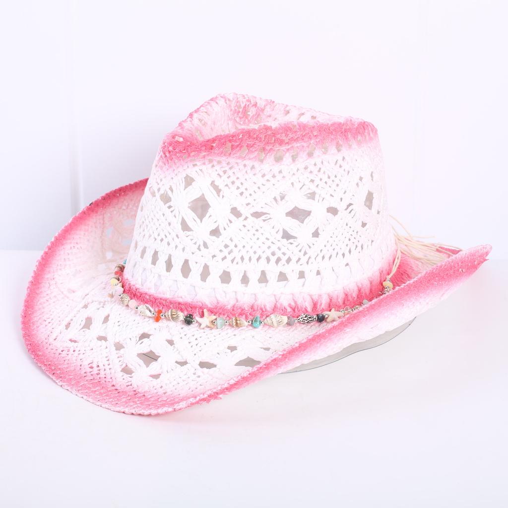 Popular sombrero de vaquero occidental hueco clásico europeo y americano, moda para hombre y mujer, sombrero de paja transpirable para vacaciones, protección solar