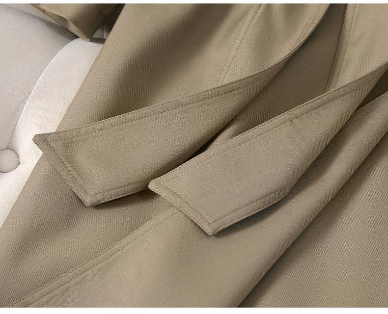 Women's Gray Mid-Length Trench Coat - 2025 Spring Autumn, Korean Petite Design, British Style