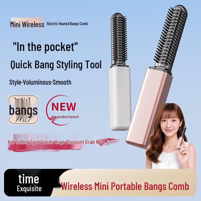 Wireless Portable Mini Hair Straightening Comb for Travel and Styling