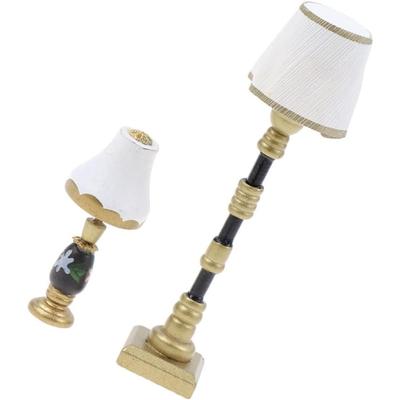 Mini Puppenhaus Stehlampe 1:12 LED Miniatur Beleuchtung Tisch Lampe Modell Desktop Ornament für Puppenhaus Dekor Möbel Zubehör Pack von 2
