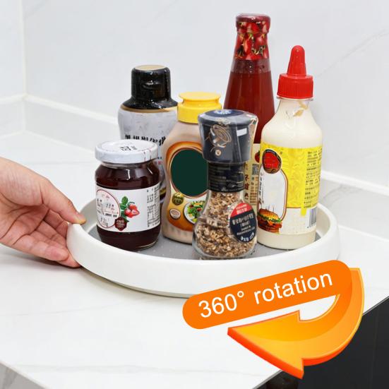 Rotating Seasoning Bottle Organizer Spinning Kitchen Countertop Storage Tray Spice Bottle Carousel for Cabinet Pantry Organization
