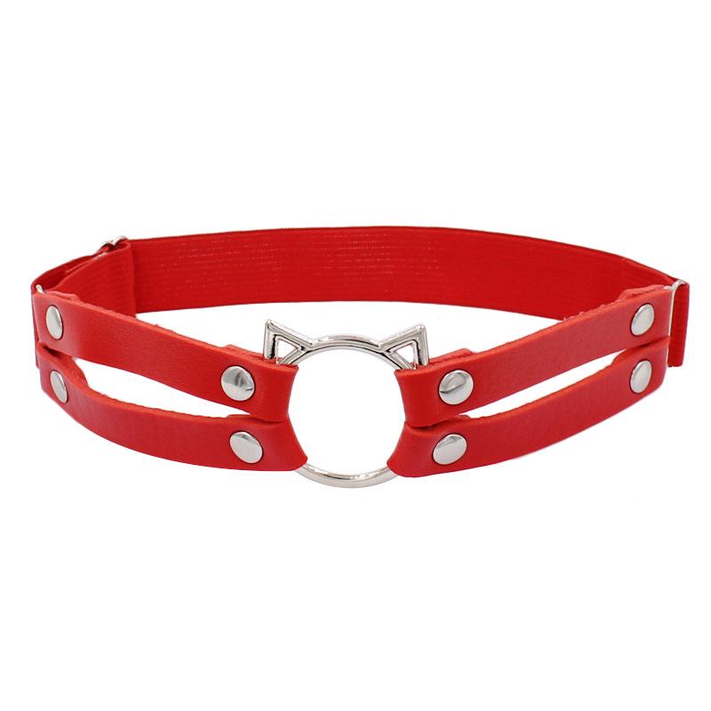 Harajuku Cat Head PU Leather Leg Garter Clip