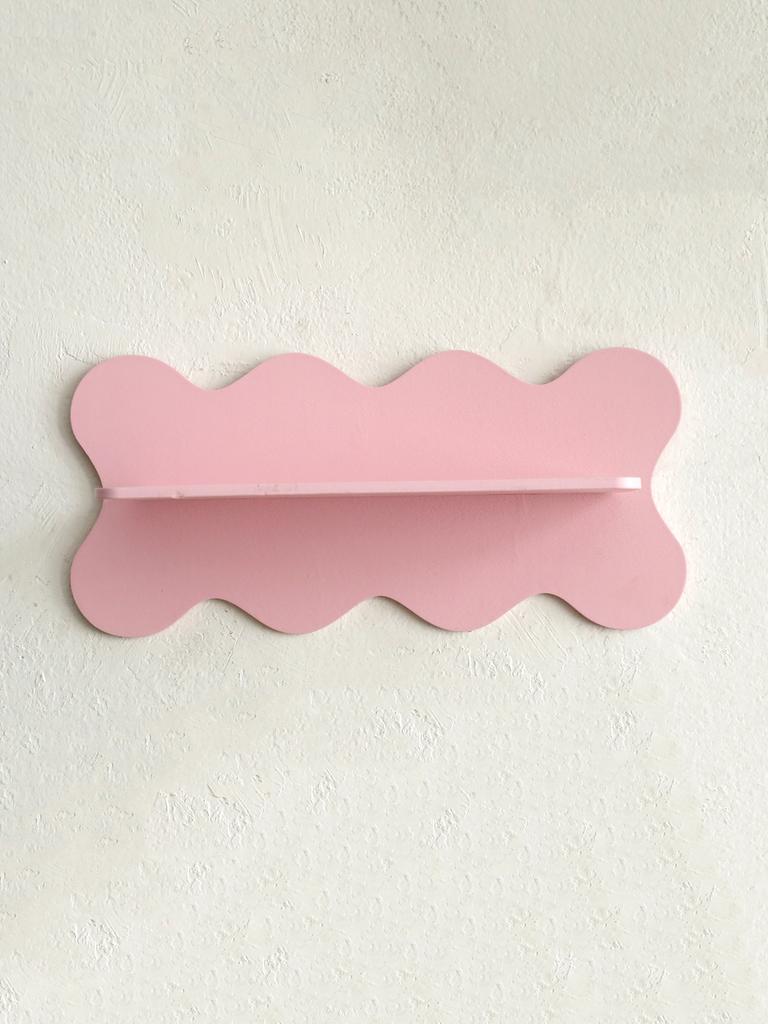 Wooden Wave Shape Floating Wall Shelf Display Stand Candy Color Crystal Storage Rack Wall Decor for Bedroom Girl Room Decoration