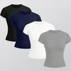 Grenzüberschreitender elastischer eng anliegender Rundhals-Yogazug: Schnelltrocknendes, atmungsaktives, eng anliegendes, figurformendes Kurzarmshirt für Sommer-Sport & Fitness.