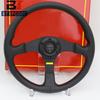Tuner 14inch 350mm  Car Sports Steering Wheel Real Leather Italy Style JDM Red Line M250402