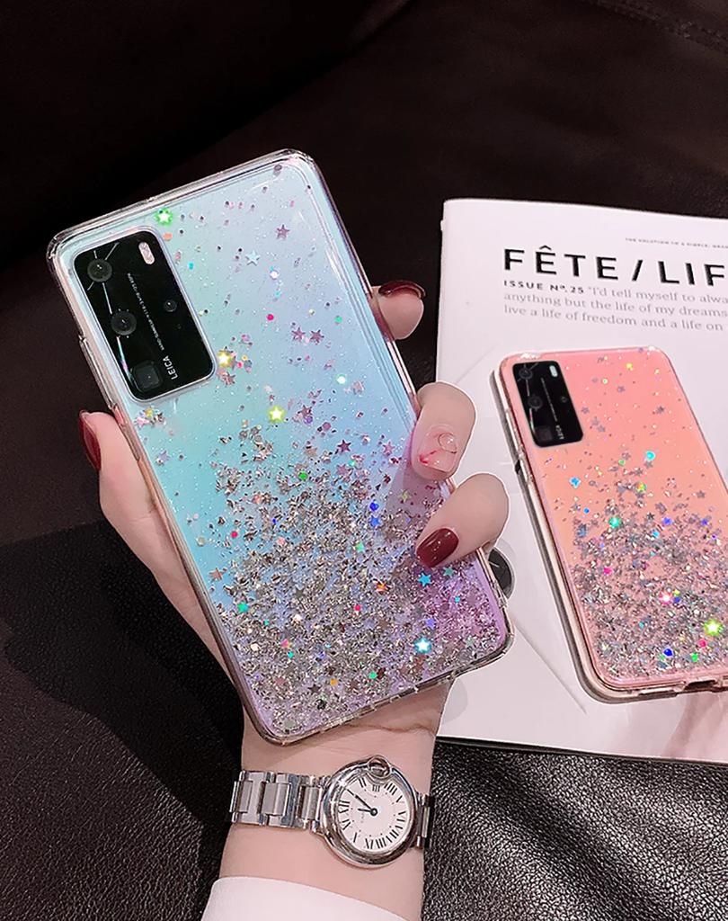 Luxury Bling Glitter Clear Phone Case Case for Samsung Galaxy A01 Core A11 A21S A31 A41 A51 4G A71 5G Sequins Sparkle Cover