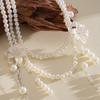 Faux Pearl Lilium Flower Pearl Necklace Multi Layer Stacked Flower Choker  Vacation Look