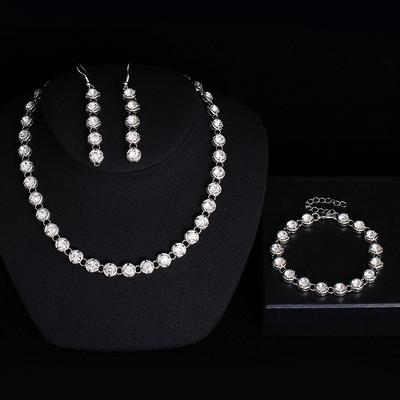 Bridal Wedding Accessories Set Women'S Fashion Banquet Accessories Necklace Earrings Bracelet Three-Piece Accessories