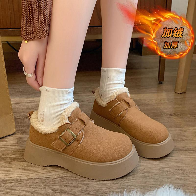 CRLAYDK Women's Winter Snow Suede Boots Slip On Platform Walking Fur Lined Warm Comfortable Booties Outdoor Short Lady Botas