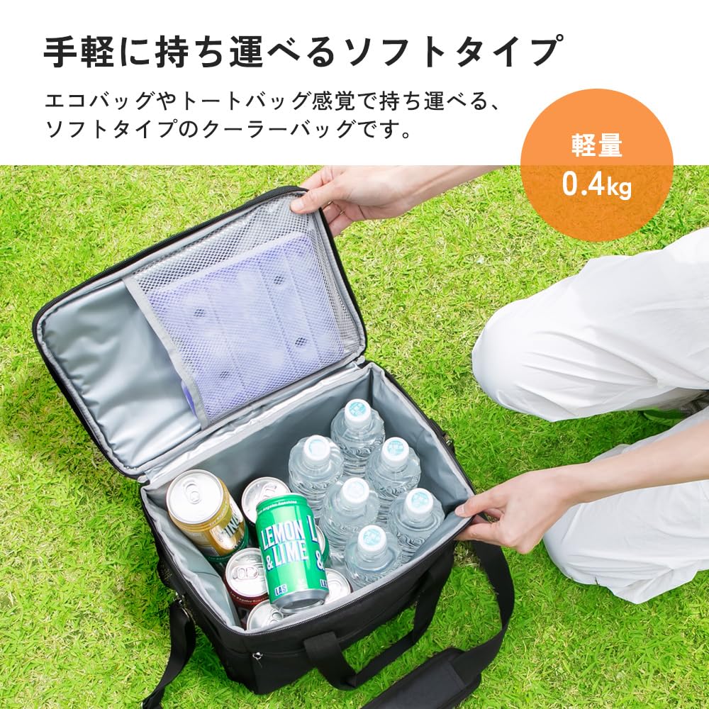 Iris Plaza Soft Cooler Insulated Ice Perfect for and Carrying Box, Bag, Small, 15L, Foldable, Black, Box, Camping, Picnics,