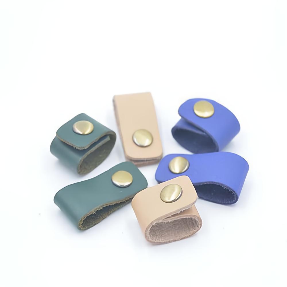 10pcs Faux Leather Data Cable Earphone Cable Faux Leather Tie, Without Battery, for Cable
