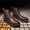 New High-top Casual Leather Shoes Leather Spring and Autumn Short Boots Leather Boots British Short Tube