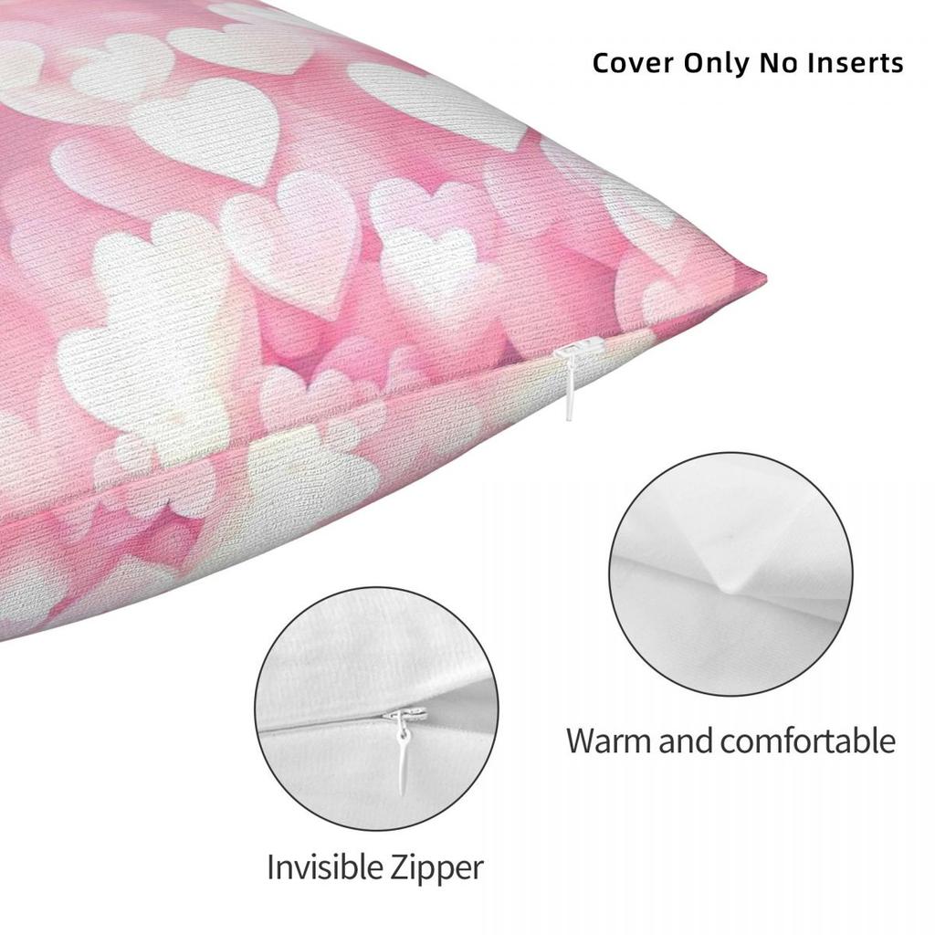 Pastel Pink Heart Lights Square Pillowcase Polyester Linen Velvet Printed Decorative Throw Pillow Case Car Cushion Case 45X45