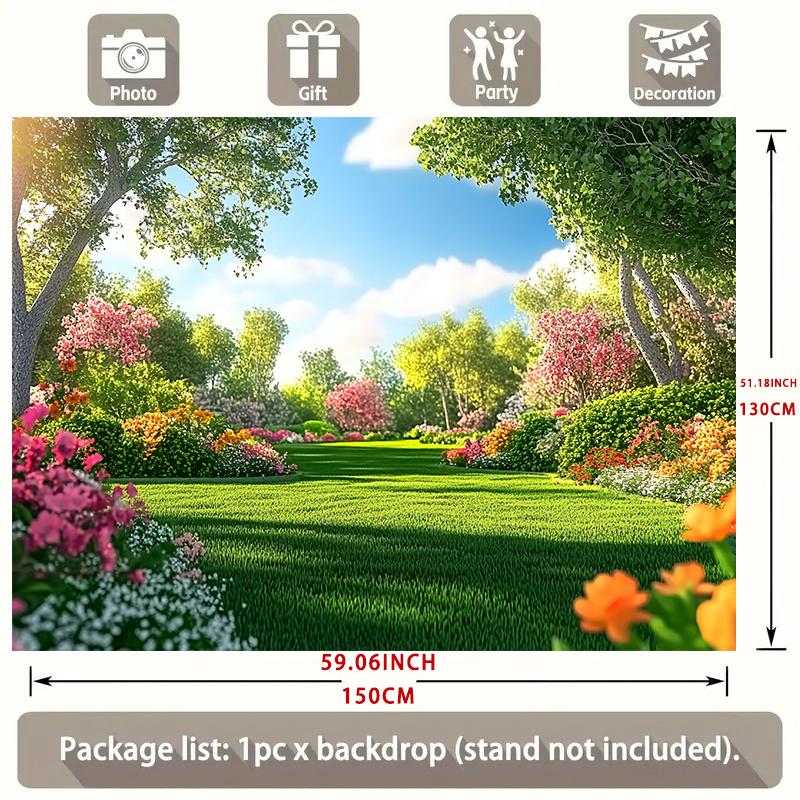 2D Plane 1 Colorful Summer Garden Scene Party Banner Suitable for Home Room and Summer-themed Occasions