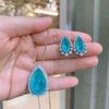 Blue, Anti-real Paraiba, Large Water Drop Jewelry Set, Stud Earrings, Main Stone 8 * 16 Pendant, Main Stone 15 * 25.
